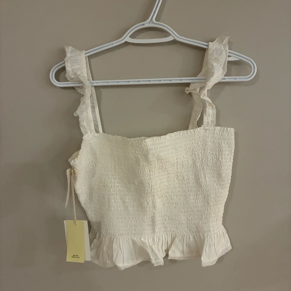 Aritzia Wilfred Pathos White Smocked Top NWT